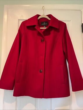 London Fog Women's Red Pea Coat